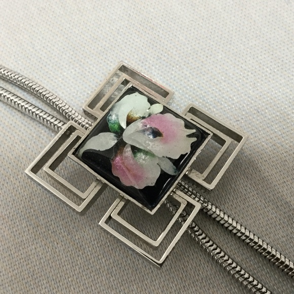 🌸 VNT Flower Lariat Necklace Sterling Silver - Picture 5 of 10